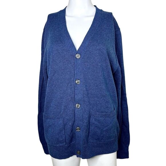 Men's Blue Cardigan Sweater - Picture 1 of 2